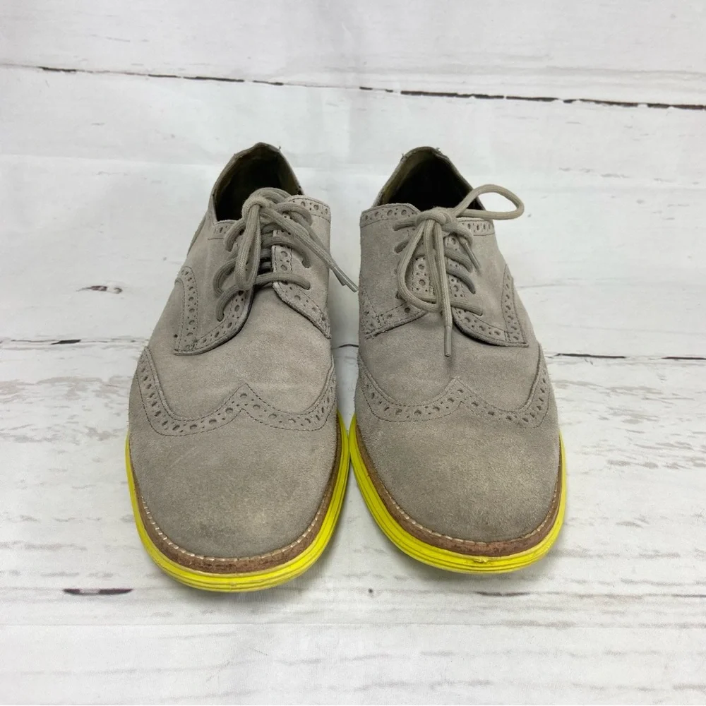 Cole Haan Lurnagrand‎ Shoes Men’s 9.5M Gray Wingtip Oxfords Suede